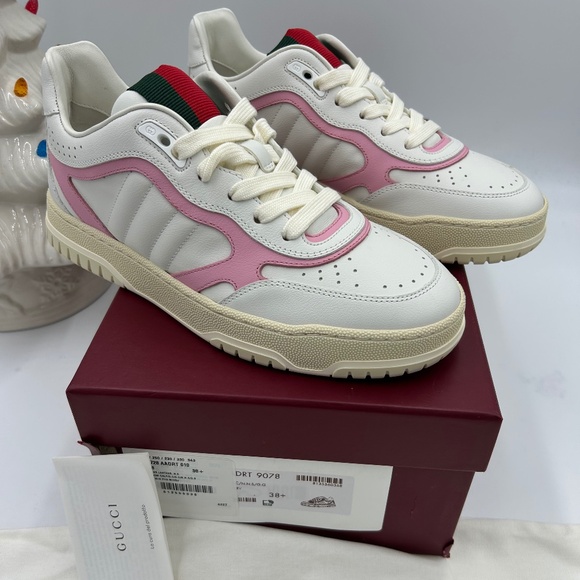 Women’s re-web leather sneakers, white and pink size 38.5 Italy - Picture 1 of 11
